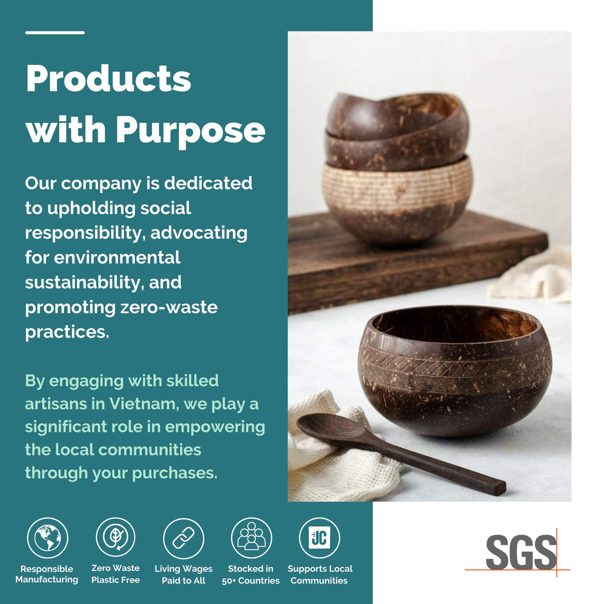 Jungle Culture 2 Polished Coconut Bowl & Wooden Spoons Set with Bamboo Straws • Natural Yoghurt & Smoothie Bowls Ideal for Ninja Creami • Healthy Coco Shell Buddha, Acai • Eco Friendly Vegan Gifts