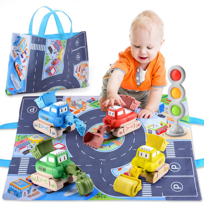 Geebiiny Kids Toys for 1 2 3 Year Old Boys, Toddler Digger Toys 1-3 Year Old Boy Girl Gifts Tractor Toy Cars Boys Toys Age 1 2 3 Montessori Toys 1st Birthday Gifts for Boy Kids' Play Vehicles