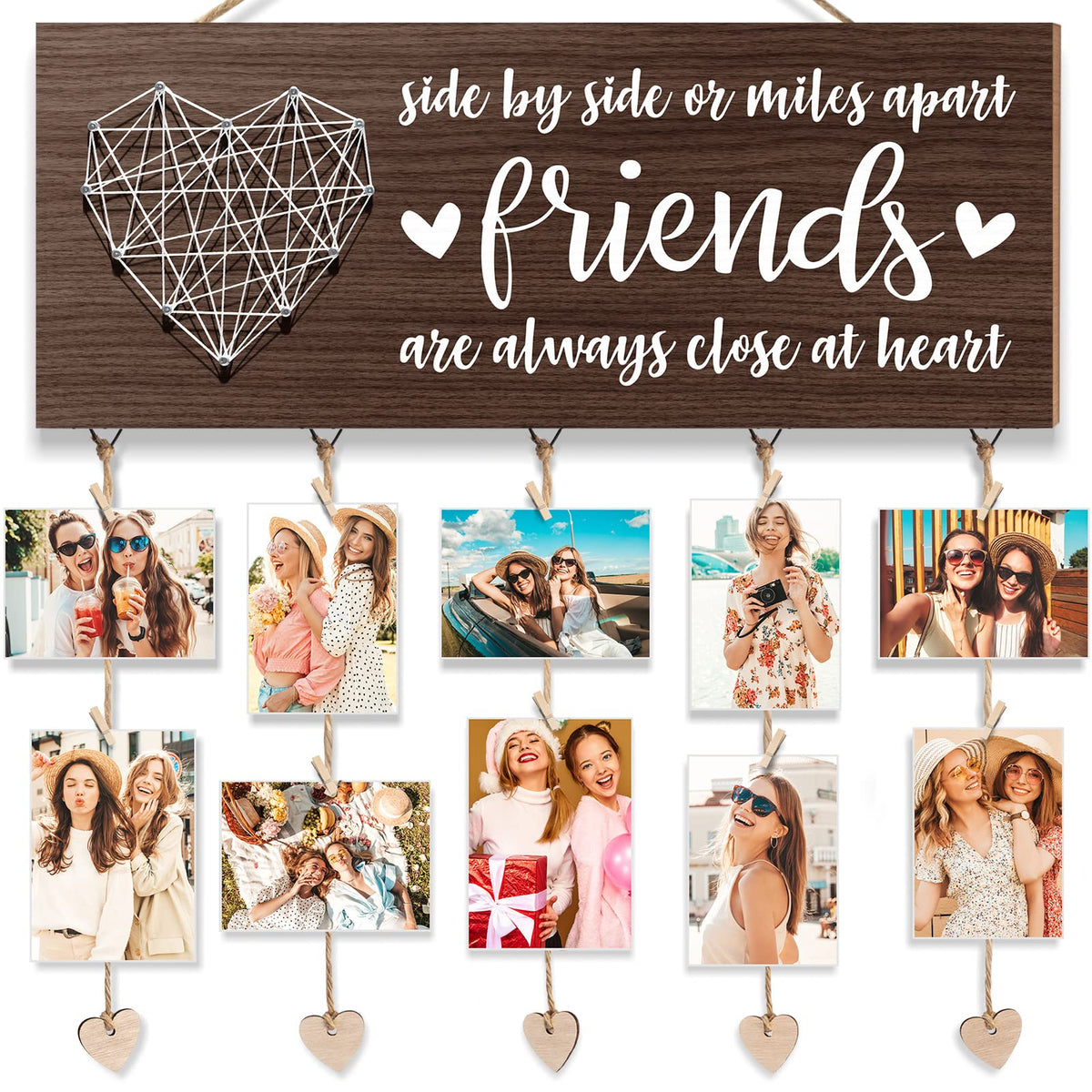 Best Friend Birthday Gifts for Women Teen Girls, Mothers Day Gifts for Best Friend Picture Frame, Long Distance Friendship Gift for BFF Besties Sister Photo Holder Hanging Photo Display Collage Frame