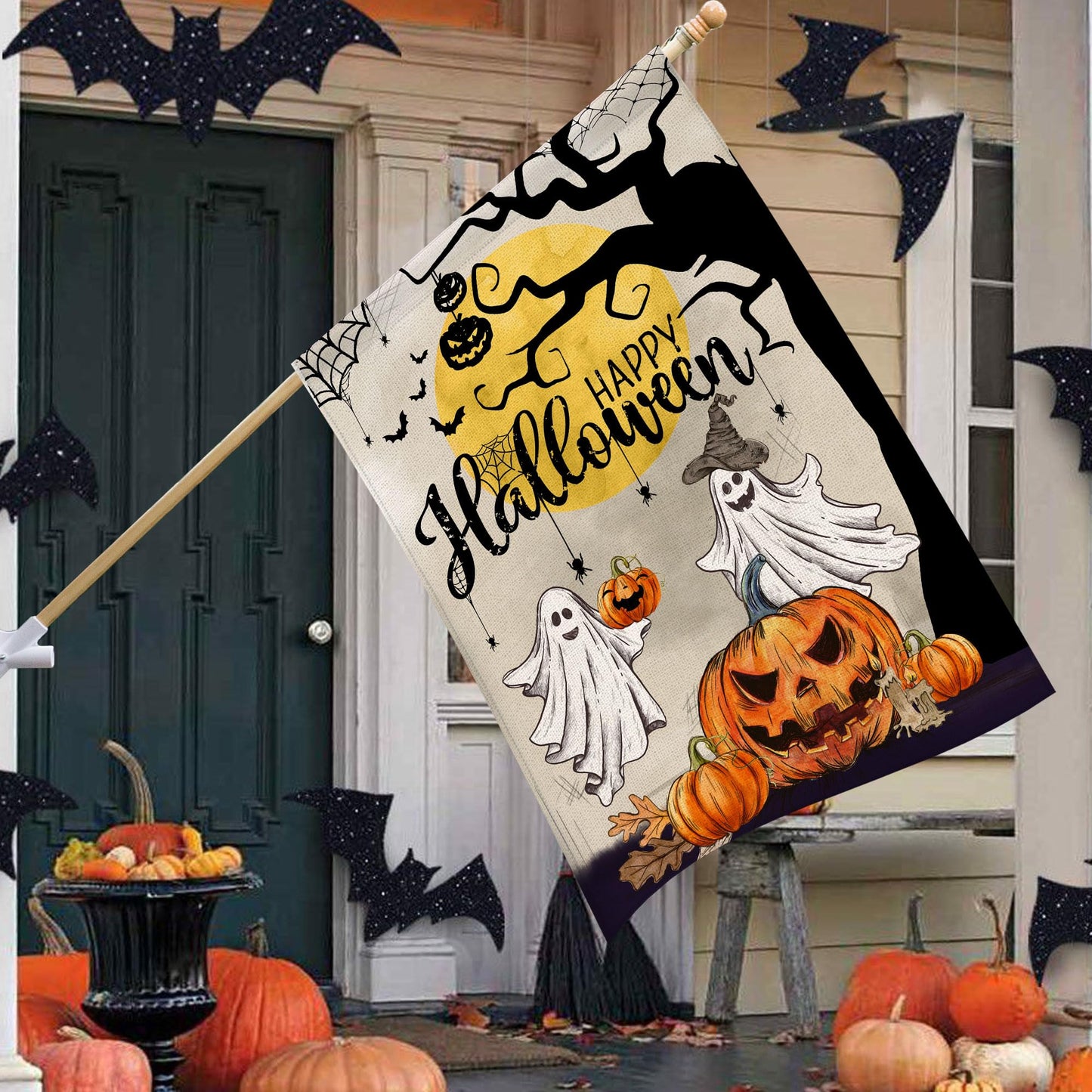 Hexagram Halloween Garden Flag, Halloween Flag 28 X 40 Double Sided, Ghost Happy Garden Pumpkin Flags For Outside Home Decor