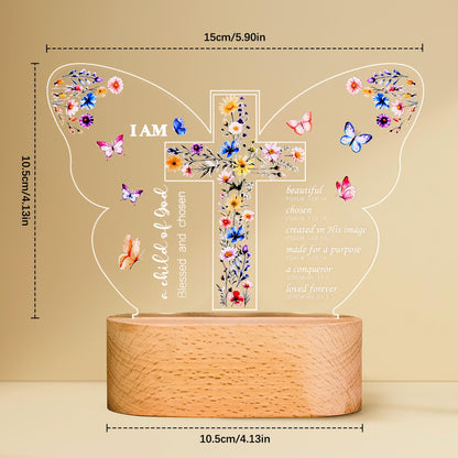 Baptism Gift for Girls Boys,Baby Shower Gifts,Butterfly Cross Night Light Gift for Baptism, Goddaughter, Godson, First Communion, Confirmation, Easter, Christmas | Christian Nursery Decor Gift