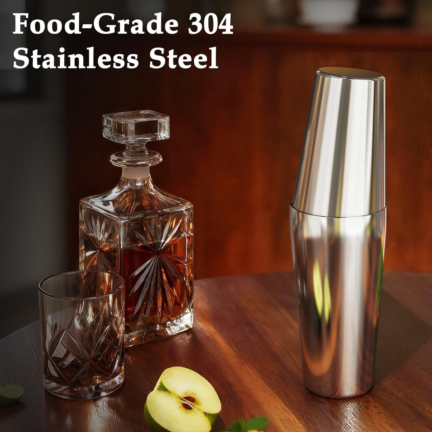 EffiQ-Rate 24 Piece Professional Boston Shaker for Cocktails, Stainless Steel Bar Kits for Bartender with Acrylic Stand, All Essential Bar Tools for Home, Party, Mixing Drinks, Silver