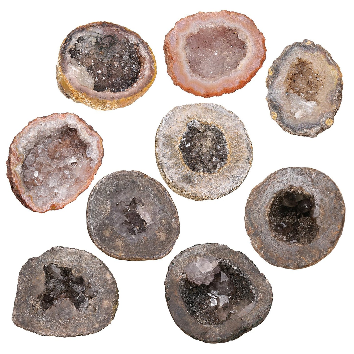 Sportmusies Irregular Natural Geode Agate Crystal Cluster Mineral Specimen Desk Shelf Home Decoration, Reiki Healing Yoga Oil Diffuser Stone, 0.98-2.56 inches
