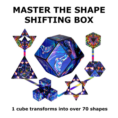 SHASHIBO Shape Shifting Box - Award-Winning Age 8+, Patented Fidget Cube w/ 36 Rare Earth Magnets - Transforms Into Over 70 Shapes, Download Fun in Motion Toys Mobile App (Artist Series-Cosmic Surfer)