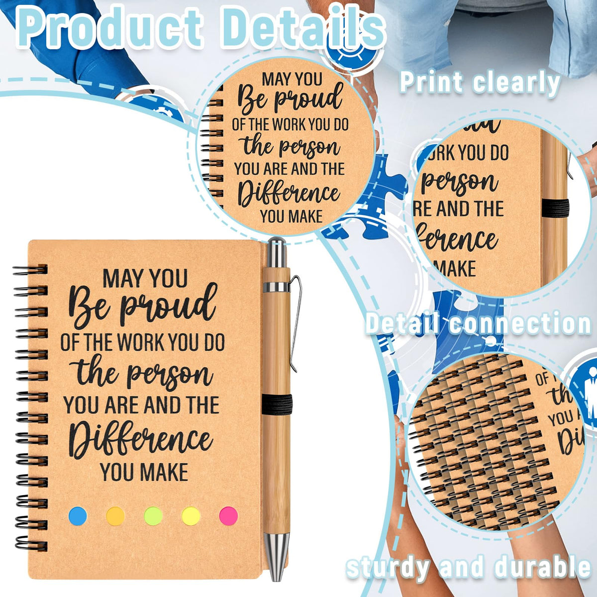 Noxglory 6 Set Employee Appreciation Gifts Inspirational Coffee Mug Spoon Motivational Spiral Notebooks Pens with Gift Bags Thank You Gifts for Men Women Team Coworker Staff Teacher