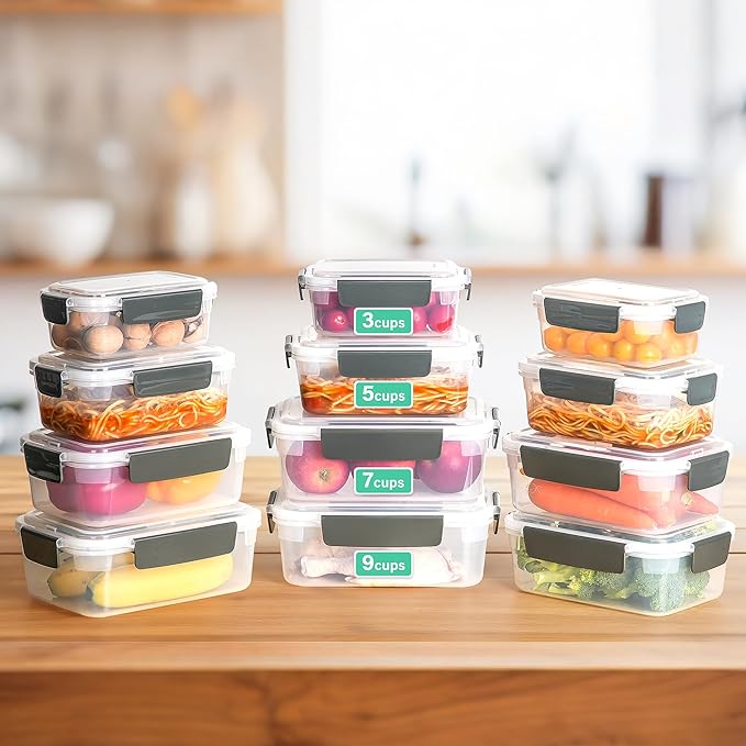 YORY 9 cup Plastic Food Storage Containers