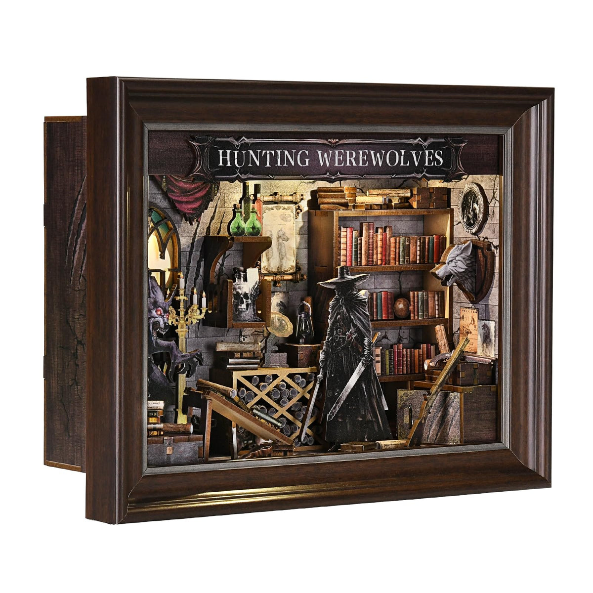 ETKVR Book Nook Kit, DIY 3D Wooden Puzzle Miniature House Kit, Simple Bookend Picture Frame Booknook