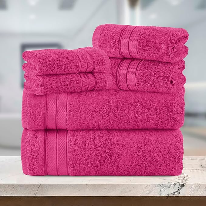 Elegant Comfort Luxury 6-Piece Towel Set, Premium Soft 100% Turkish Cotton