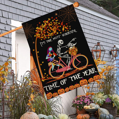LURLEEZ Halloween Garden Flag，12x18 Inch Double-sided Horror Pumpkin Ghost Cycling Pattern House Flag for Outdoor Yard Home Decoration