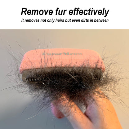 FurorMeow Pet Deshedding Tool with Curve Blade, Cat Grooming Brush, Tight V-shaped Teeth Shedding Comb for Cats and Dogs (Pink, Small)