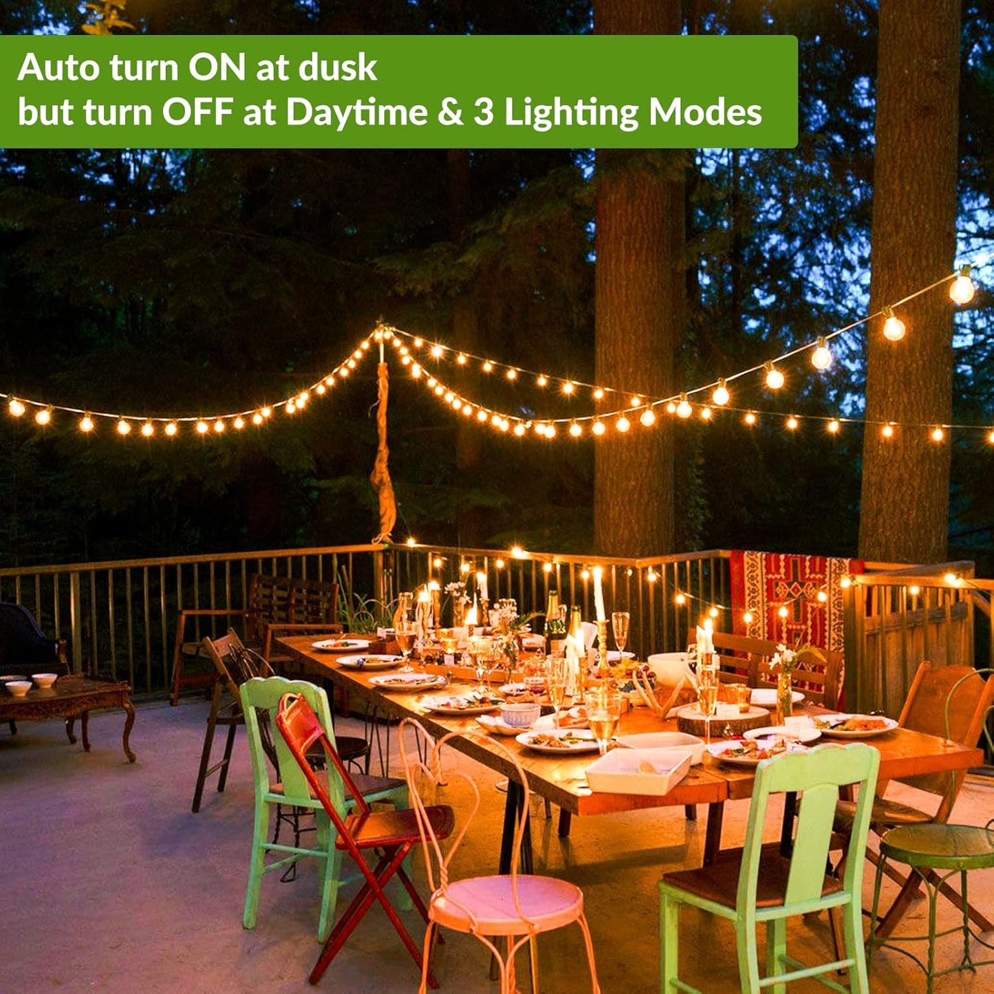 100FT G40 Solar String Lights, Globe Outdoor String Lights with 36 LED Shatterproof Bulbs, 2700K Shatterproof Patio Lights, Solar Powered Hanging Lights