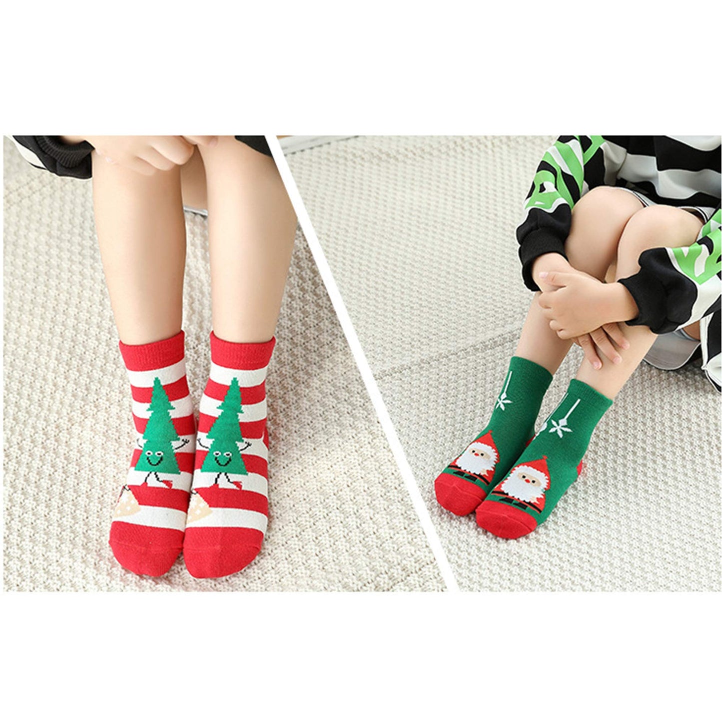 Frillybutts 5 Pack Kids Christmas Socks Boys Girls Toddler Baby Adult Family Cotton Xmas Socks