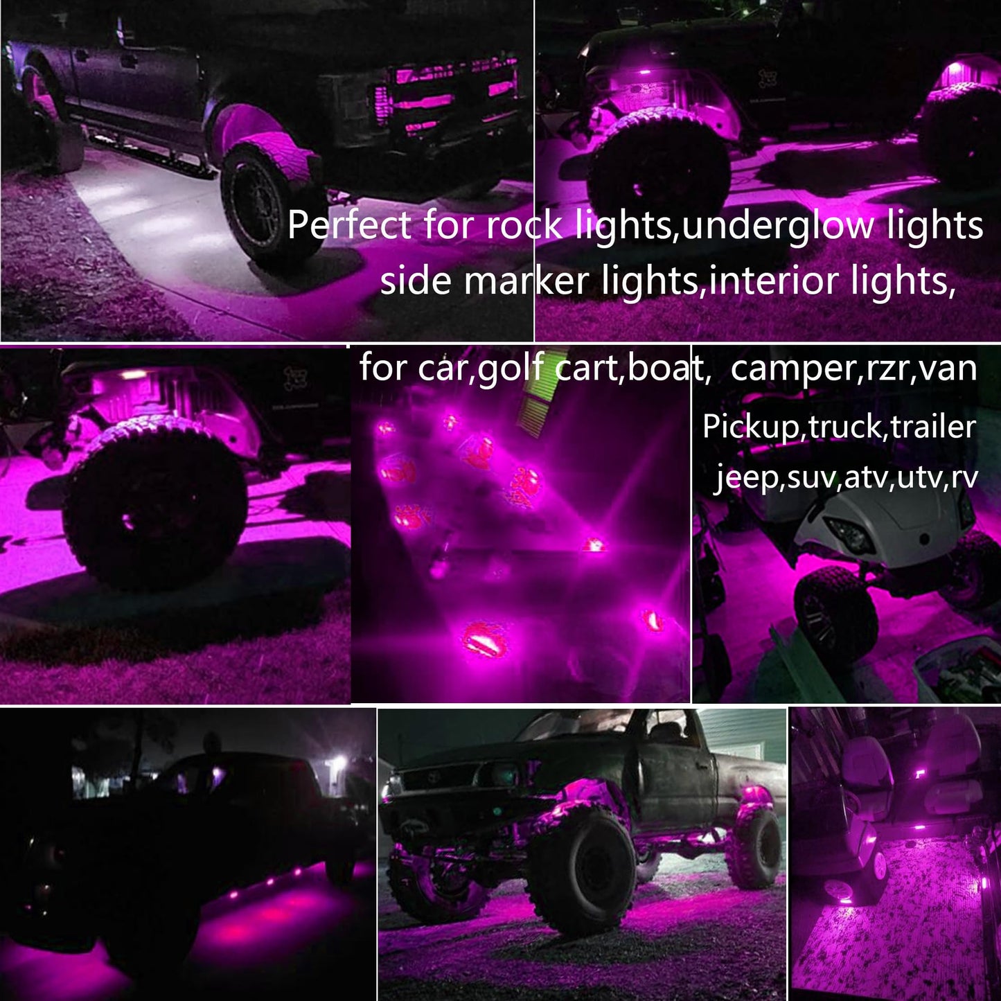 FZSSHYG 20 Pcs Purple LED Rock Strip Lights,Wheel Well Underglow Lighting Kits,Car Rock Lights Exterior Side Marker Lights for Wrangler Truck Golf Cart RV RV SUV Offroad