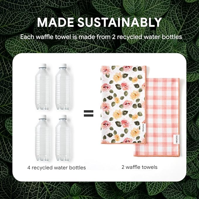 RECYCO Waffle Kitchen Towel Set of 2