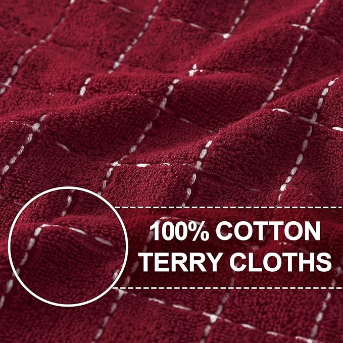 Homaxy 100% Cotton Terry Kitchen Towels, Checkered Designed, Soft and Super