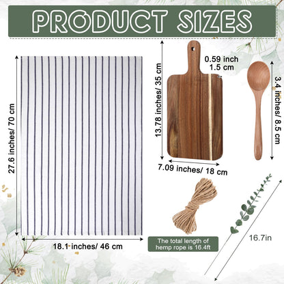Reallnaive Housewarming Gifts New Home Wedding Hostess Gifts Set Include Towel Cutting Board Spoon and Eucalyptus Stem for Homeowners Wedding Party New Home Housewarming