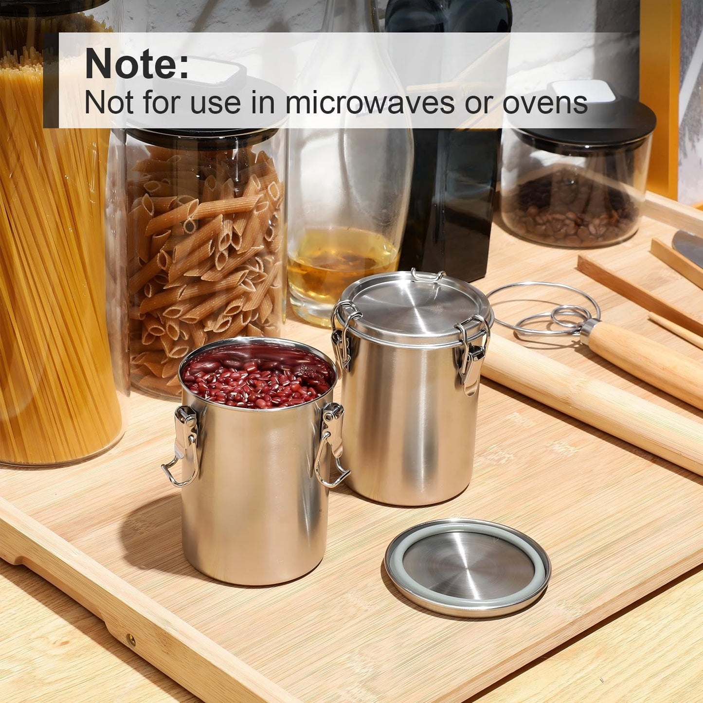 Zopeal 6 Pack Stainless Steel Canisters Set Stainless Steel Airtight Food Storage Containers Metal Containers with Lids Sealed for Tea Coffee Sugar Flour Pantry Baking Kitchen Counter (17.6 oz)