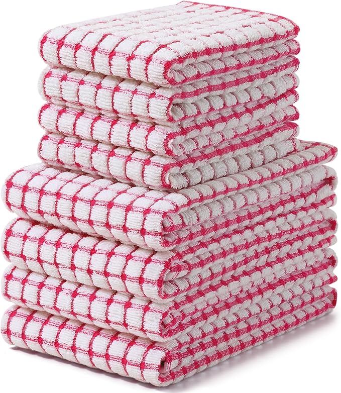 Homaxy Kitchen Towels and Dishcloths Set, 16 x 25 and 12 x 12 Inches, Super