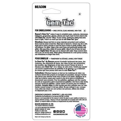 Beacon Gem-Tac 118ml Medium Bottle - Clear Adhesive for Fabric, Rhinestones, Glass, and More - Ideal glue for Embellishing Shoes, Gowns, Phones, and Accessories.