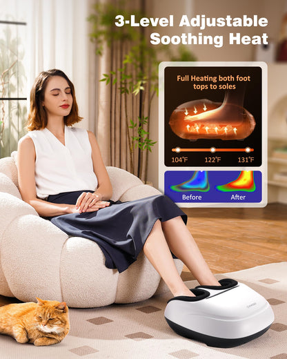 Foot Massager Machine with Heat, Shiatsu Deep Kneading Foot Massager with Remote, Compression, Multi-Massage Modes, Auto-Off Timers, Gifts for Women Men