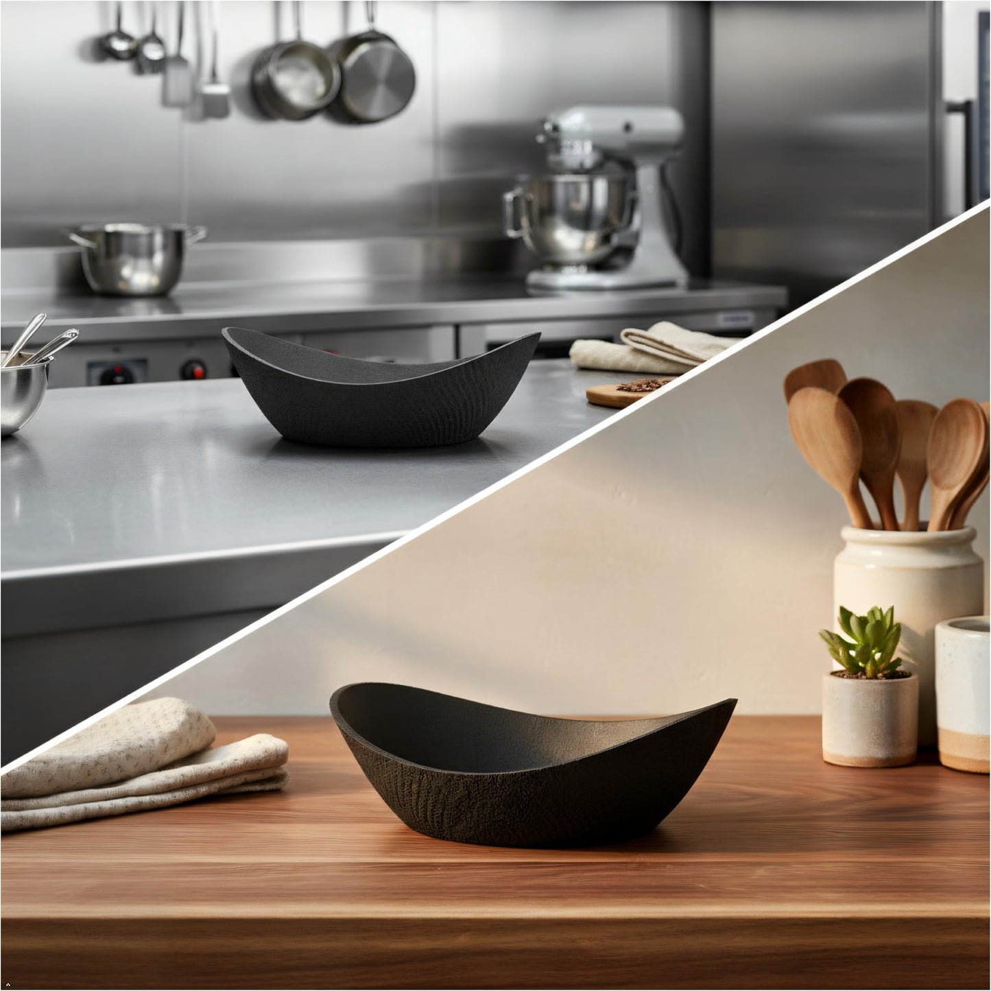 Concrete Fruit Bowl, Large Modern Meteorite Pattern Decorative Bowl for Kitchen Counter, Dining Table & Home Decor,Sturdy Centerpiece for Fruit, Keys, Candy, Unique Handmade Design (Black, 10.6")