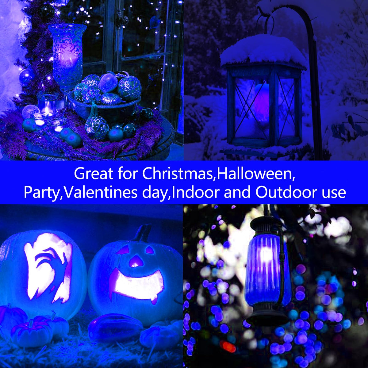 Bitrue LED Flame Light Bulbs, 4 Modes Blue Flame Effect Bulbs, E26 Base Fire Light Bulb with Gravity Sensor, Flickering Light Bulbs for Halloween Home Decor(Blue 2 Pack)