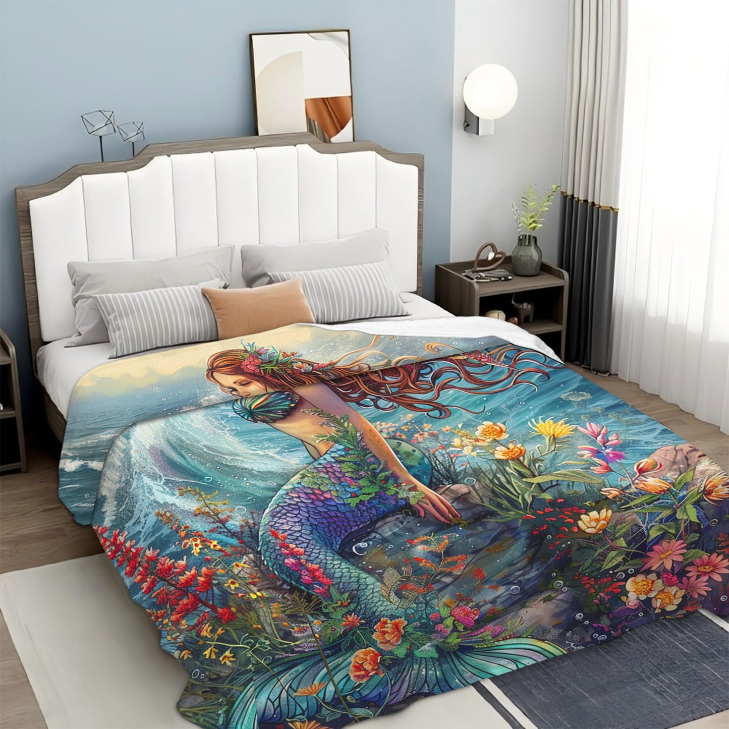 Tijuboni Mermaid Throw Blanket Mermaid Gifts for Girls Women Boys Men Kids Adults Soft Flannel Fleece Blanket for Couch Sofa Bed Home Decor 40"x50"