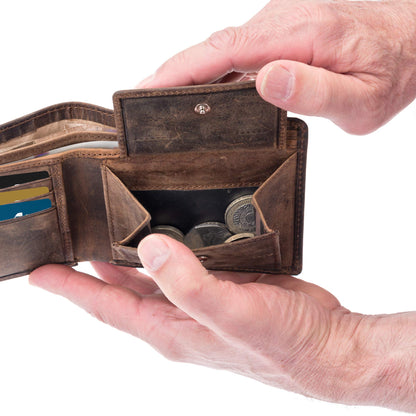moonster® Mens Leather Wallet with RFID Blocking - Keeps Cash and Cards Safe, Organised and Easy to Access - Slim, Minimal Wallets for Men Full Grain Buffalo Leather, Comes in a Stylish Gift Box