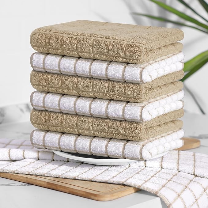 Homaxy Premium Cotton Kitchen Towels 16"x 28", Large Natural Ring Spun 390 GSM