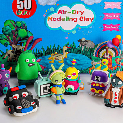 CiaraQ Modeling Clay Kit - 50 Colors Air Dry Clay with Sculpting Tools, Ideal for Crafting, DIY Projects. Easter/Halloween/Christmas Gifts