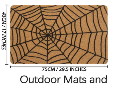 UTOWO Spider-Web Doormat for Halloween Outdoor Entry Decor Synthetic-Coir Frontdoor-Mats Non-Slip Porch/Farm/Garden Acc 17X29in