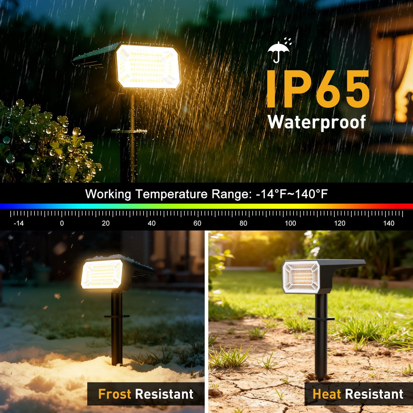 NACINIC Solar Spot Lights Outdoor, 4 Pack Solar Landscape Lights with 100 LEDs Each, 4 Lighting Modes, IP65 Waterproof, 2-in-1 Adjustable Solar Spotlights for Yard Garden Pathway Driveway(Warm White)