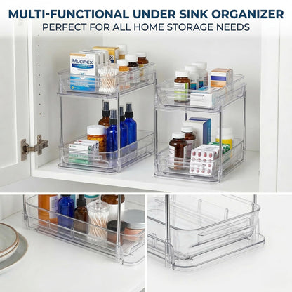 Wiojtry 2-Tier Vitamin Storage Organizer, Organizer for Vitamin Bottles And Medicine Bottle, Vitamin Bottle Organizer for Countertop, Bathroom Cabinet Storage Items Are Clearly Visible (2)
