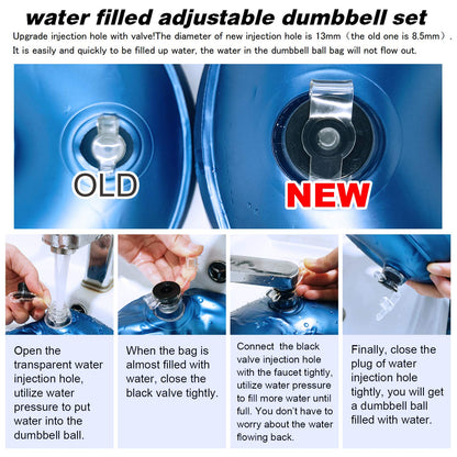 Water Filled Dumbbells Set - Water Filled Weights - Portable Travel Weights - Weights Adjustable Dumbbells - Portable Fitness Equipment - Strength Training - Fitness and Shaping