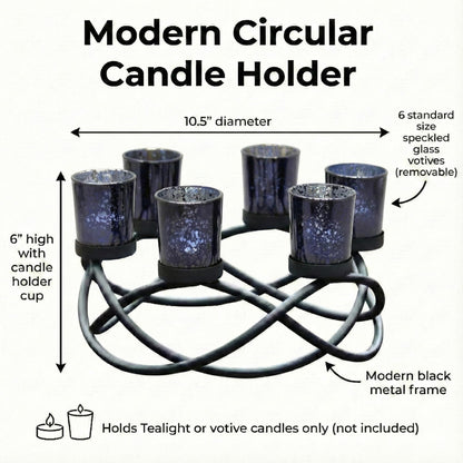 Seraphic Halloween Candle Holder Centerpiece Decoration – Black Metal Iron 6-Cup Votive Tealight Holder for Spooky Table Gothic Decor, Kitchen & Dining Room, Coffee Tables