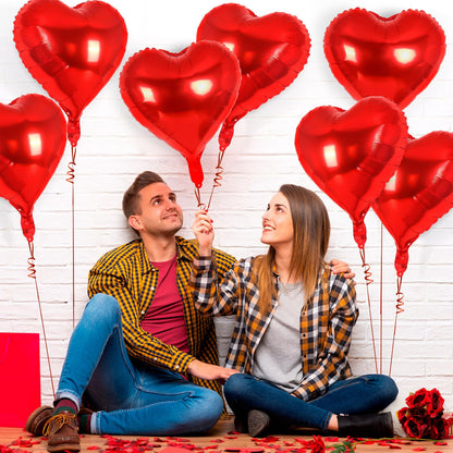 12 Pcs Red Heart Balloons,18 Inch Heart Foil Balloons Love Balloon Valentine Balloon for Birthday Party Wedding Engagement Party Baby Shower Valentine Day Decorations (red)