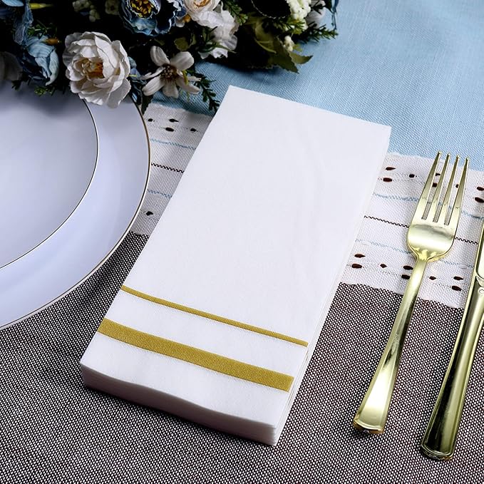 FOCUSLINE 200 Linen Feel Disposable Bathroom Napkins, Soft and Absorbent Paper