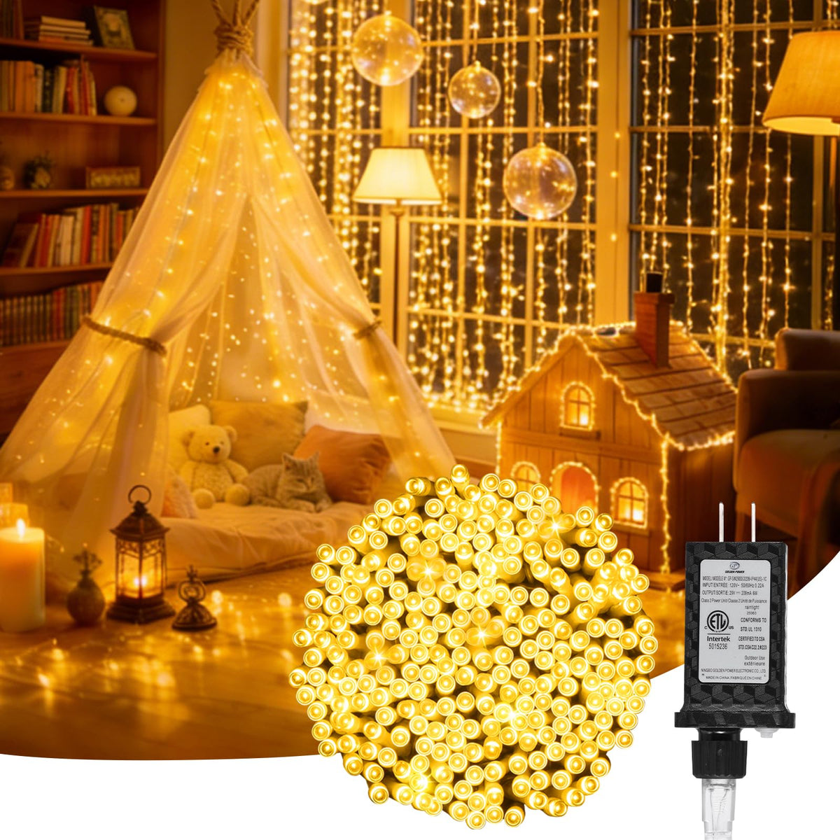 LUMLLSAJI 100 LED Fairy Lights 33 ft LED Twinkle Lights 8 Modes Plug-in with Memory Function White String Light for Bedroom Xmas Tree Wreath Patio Party Spring Outdoor Christmas Decor