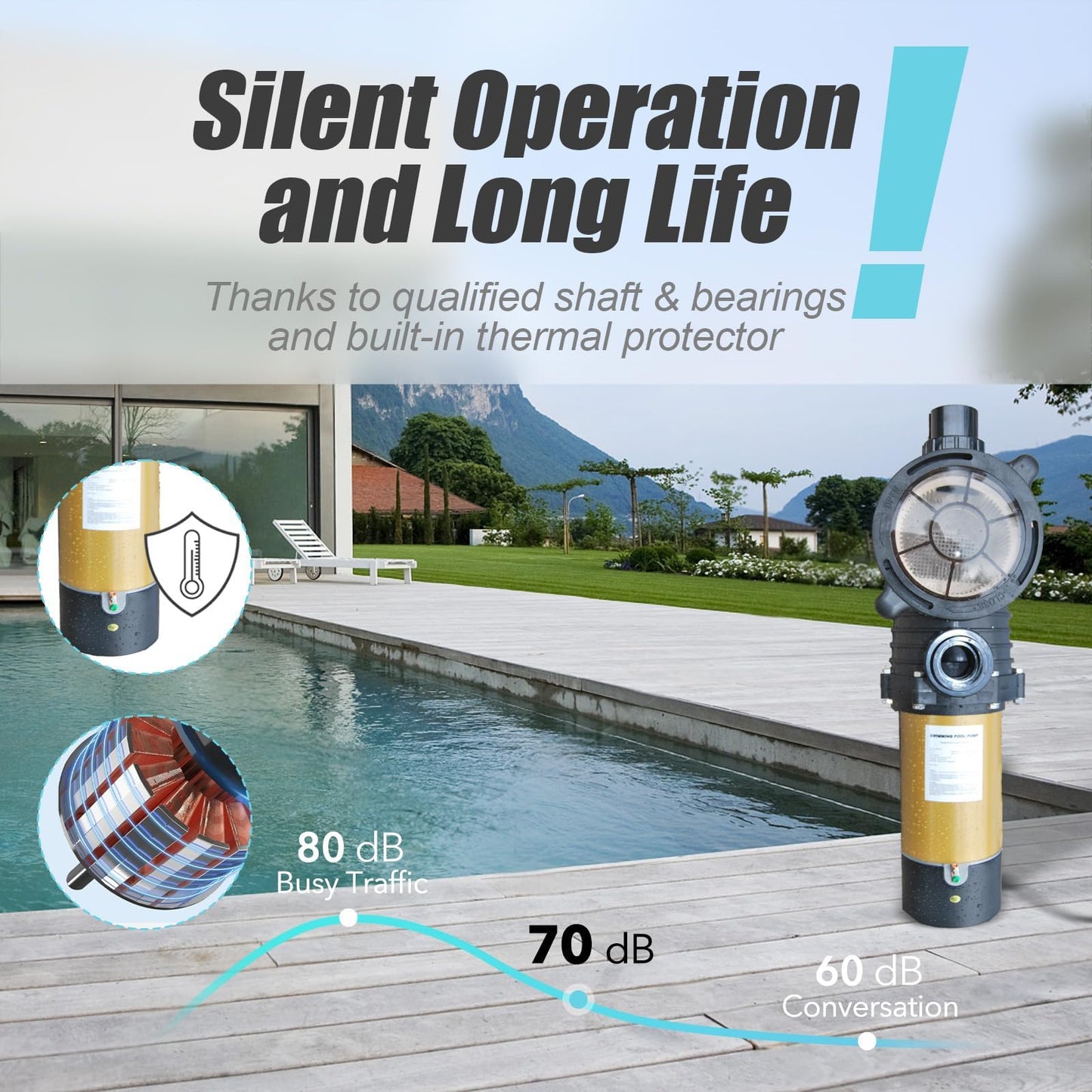2.0HP 230v Energy Saving Two Speed In/Above Ground Pool Pump, 6840GPH Self-priming Swimming Pool Water Circulation Pumps with 1.25" & 1.5" & 2.0" NPT Unions