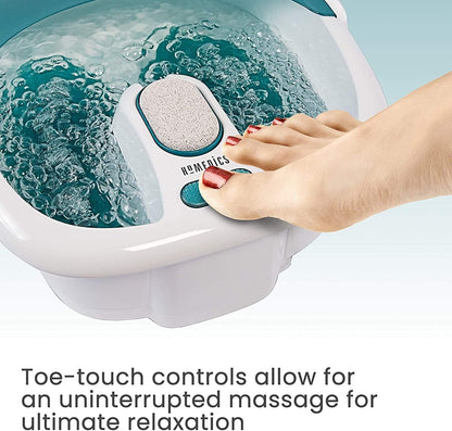 Homedics Bubble Elite Foot Spa Massager with Heat Boost, 2-in-1 Removable Pedicure Center, Toe-Touch Control, Easy Tote Handle with Splash Guard