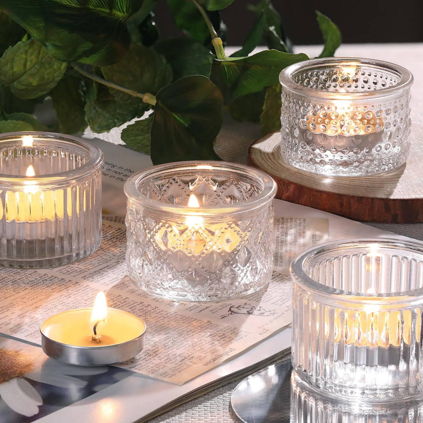 Lanttu 15 Pcs Clear Tealight Candle Holders Bulk Glass Votive Candle Holders Set for Wedding Table Centerpiece Home Party Holiday Decor