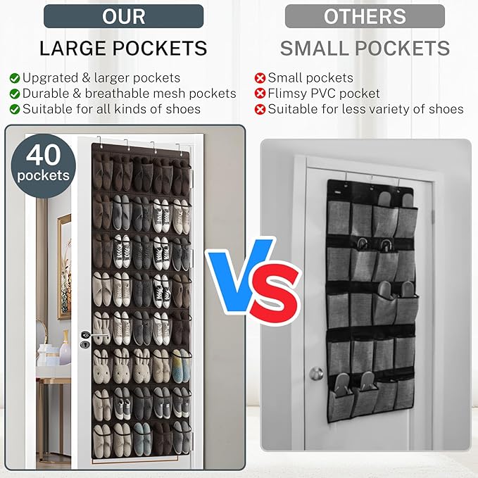 40-Pocket Over the Door Shoe Organizer