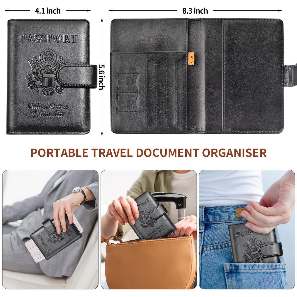 Herain Passport Holder for Travel Essentials, 2 Pcs Passport Cover Wallet Case Travel Gifts Women Men Family, RFID Passports Book Card Holders Travels Cruise Accessories Must Haves