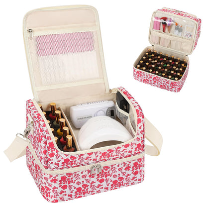 CUBETASTIC Nail Polish Organizer, Nail Supplies Storage Case Holds 45 Bottles Nail Polish & Nail Lamp, Travel Nail Tech Carrying Bag, Nail Kit Bag For Nail Stuff & Manicure Tools