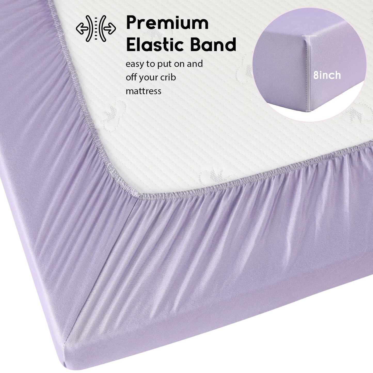 Yoofoss Baby Crib Sheets for Boys Girls, Fitted Crib Sheet 2 Pack for Standard Crib and Toddler Mattress, Super Soft Microfiber Baby Sheet 28x52x8in(Purple+Unicorn)