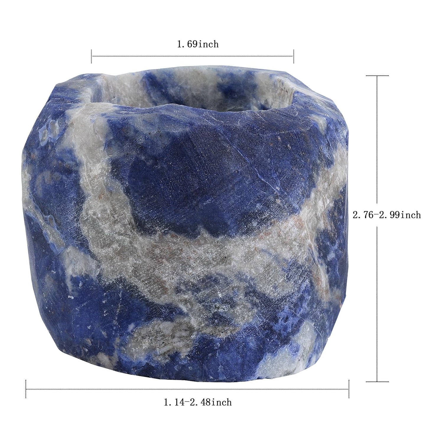 TUMBEELLUWA Sodalite Gemstone Tea Light Candle Holders for Table Centerpiece Wedding Party, Blue Decorative Crystal Votive Candle Holders for Christmas Thanksgiving