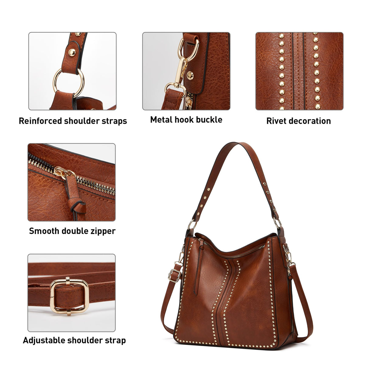 Hobo Bag for Women, Top Handle Satchel Handbags Purse and Wallet Set Ladies Chic Shoulder Purse Bucket Handbag