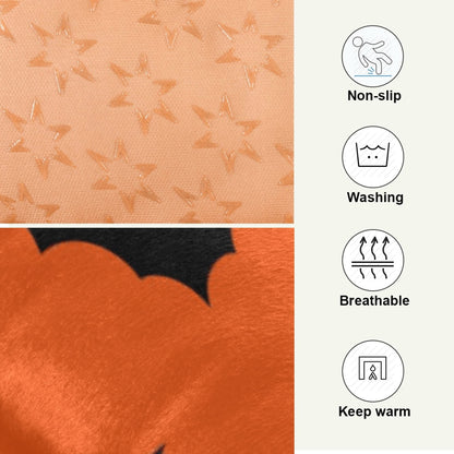 Mazeann Happy Halloween Dog Bed Mat for Large Dog Puppy Cat Kitten, Halloween Bats Pattern Ultra Soft Pet Bed Mattress for Crate with Anti-Slip Washable, Orange, 24 x 36 Inches