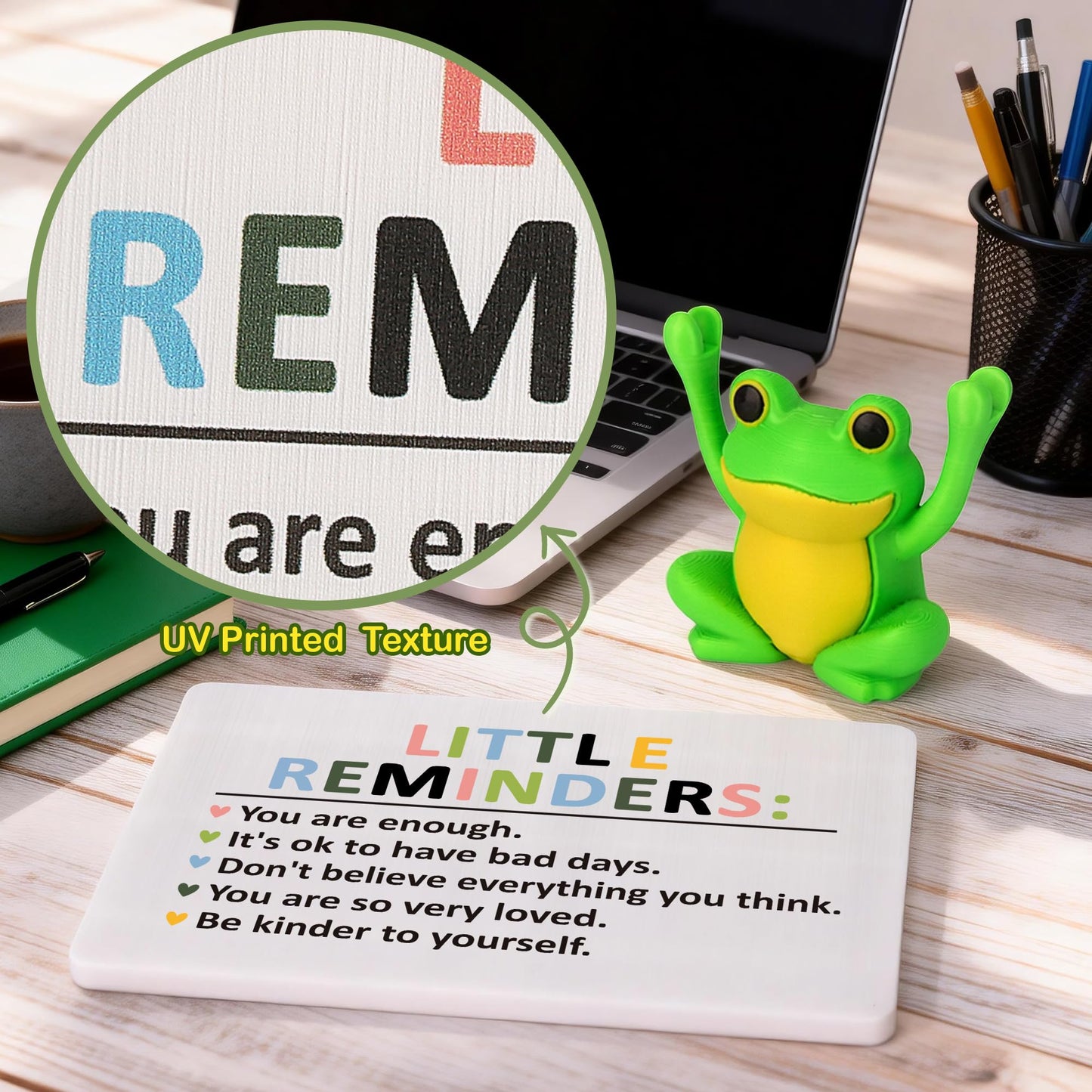 Inspirational Coworker Employee Appreciation Frog Gifts for Women, Boss, Manager - Cute Motivational Gifts Office Green Desk Decor Supplies for Women Men, Office Little Reminders You Are Enough
