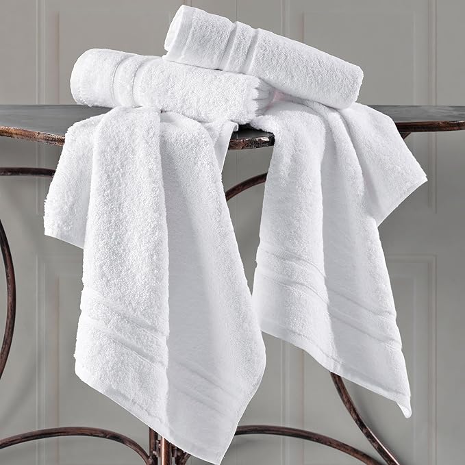 Hawmam Linen White Hand Towels for Bathroom, 16x29 Inch, Premium Turkish Cotton
